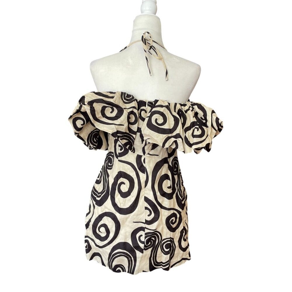 NWT Anthropologie The Wolf Gang Mirador Tan Linen Mini Dress Swirl SZ 6 - Picture 6 of 16